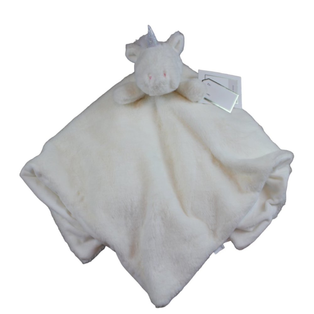 Land of Dreams Ivory Unicorn Plush Baby Security Blanket Lovey Oversized NWT